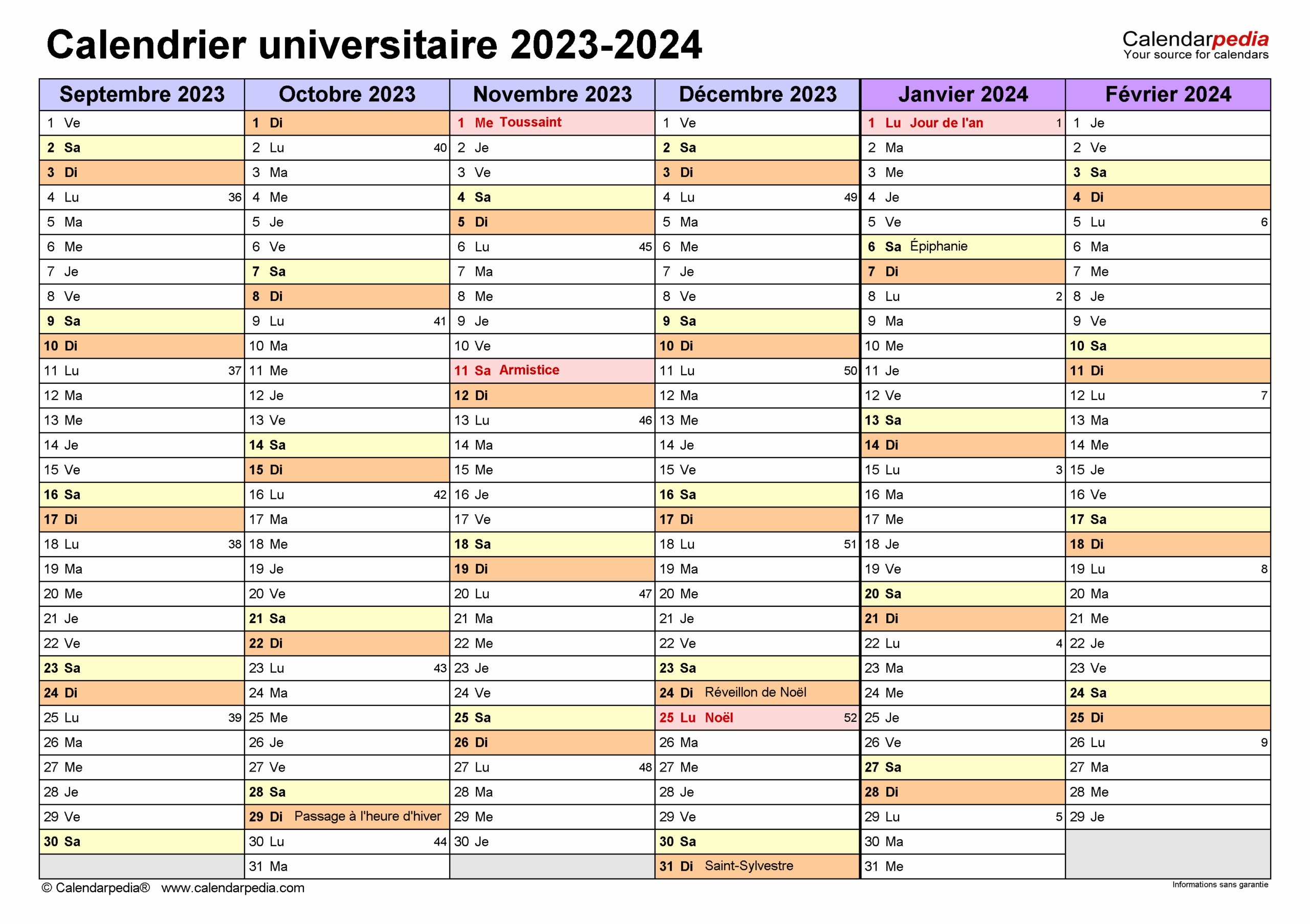 Calendrier Universitaire 2023 2024 PDF Excel Et Word