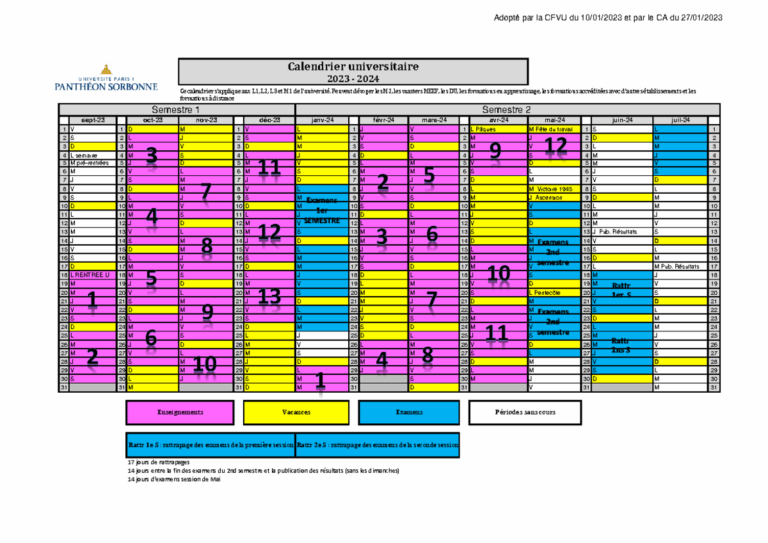 Calendrier Universitaire 2023 2024 Sept 23 Oct 23 Nov 23 D c 23 Janv 24 F vr 24 Mars 24 Avr 24 Studocu