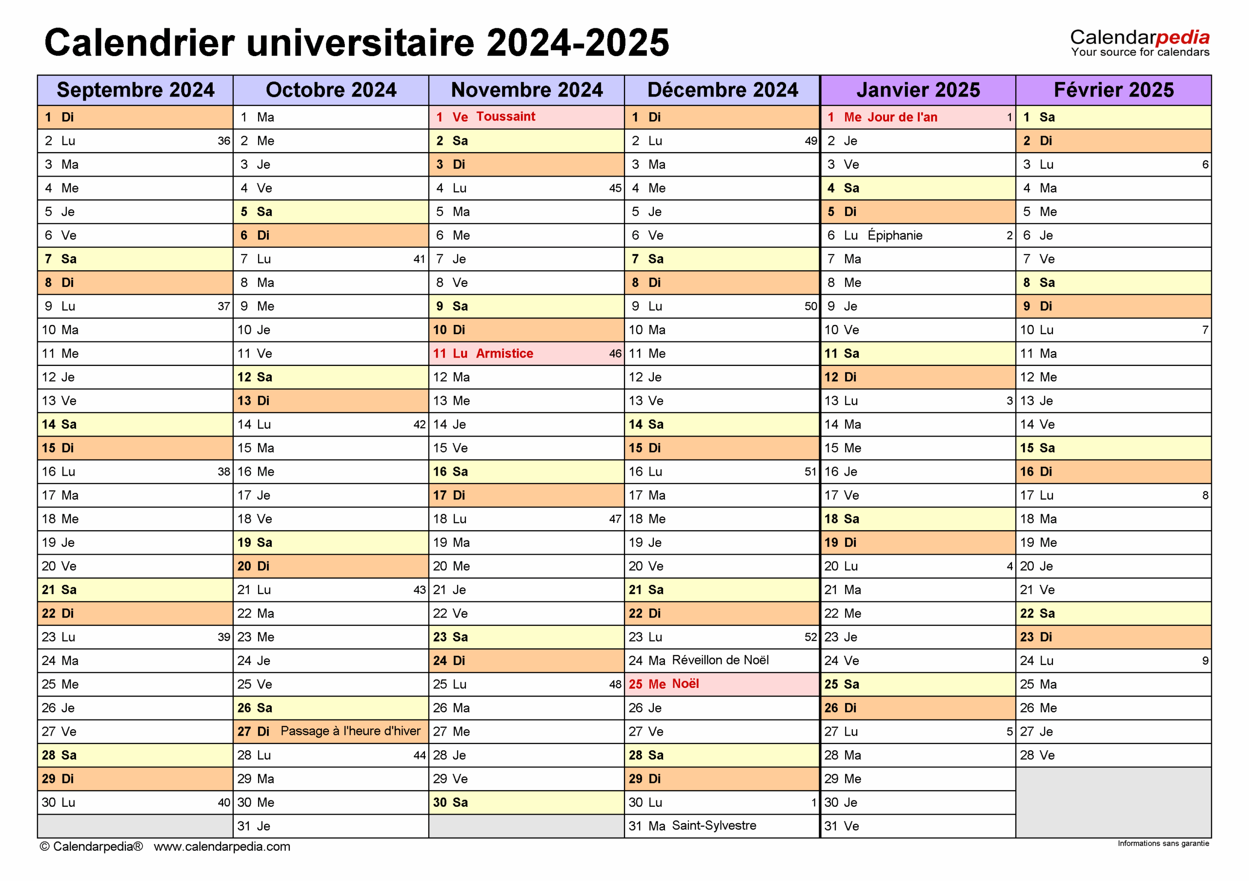 Calendrier Universitaire 2024 2025 PDF Excel Et Word