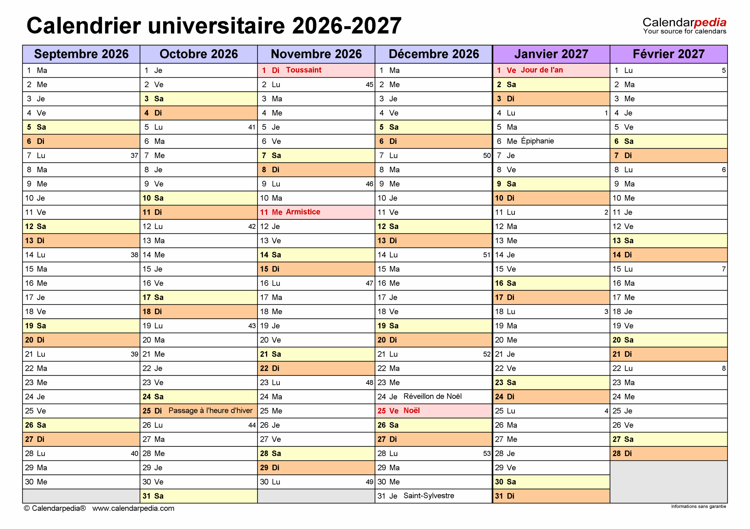 calendrier académique unige
