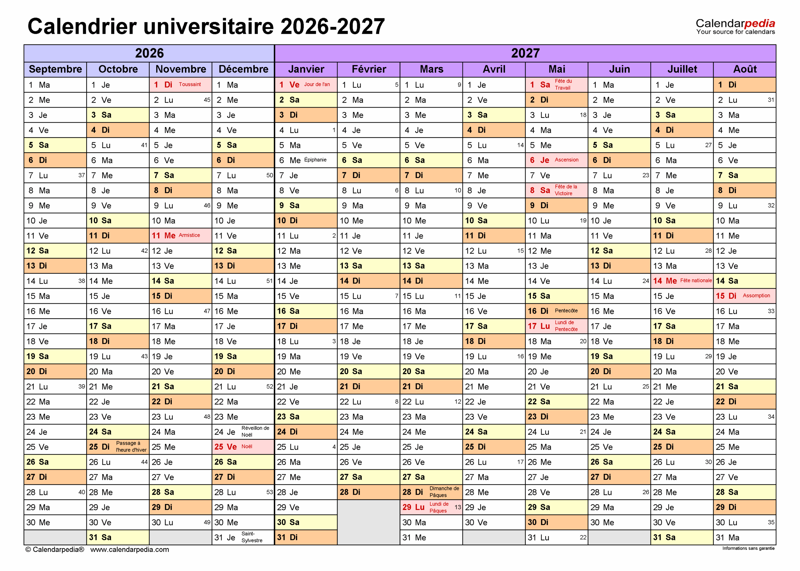 calendrier 2026 scolaire 2027 a imprimer