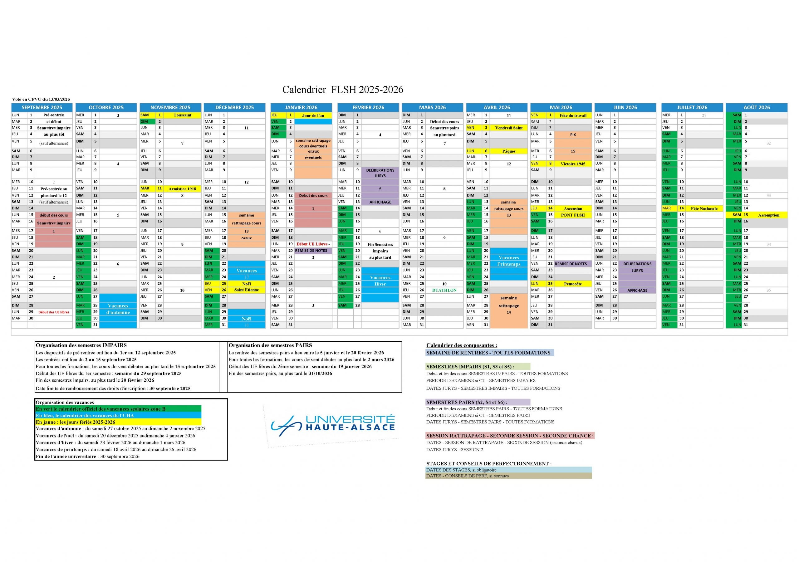 calendrier universitaire inalco