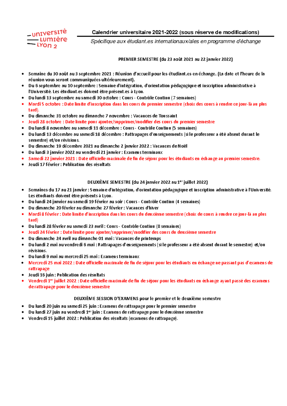 Calendrier Universitaire Lyon 2 2021 2022 Calendrier Universitaire 2021 2022 sous R serve De Studocu