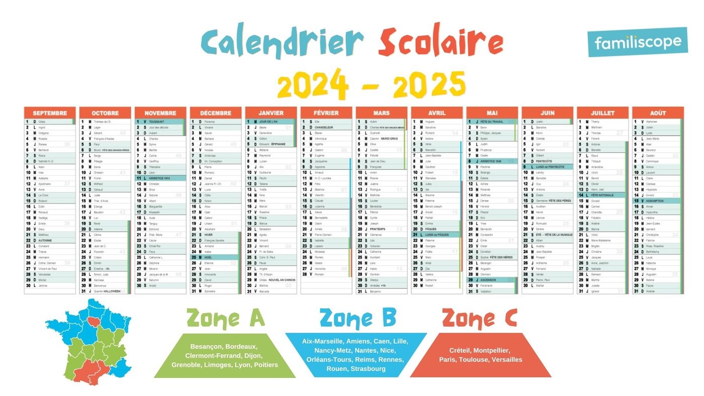 Calendrier Vacances Scolaire 2024 2025 Imprimer Avec Zones A B C