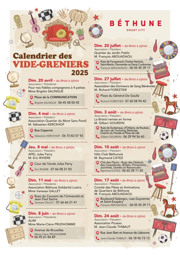 Calendrier Vide greniers 2025 Ville De B thune