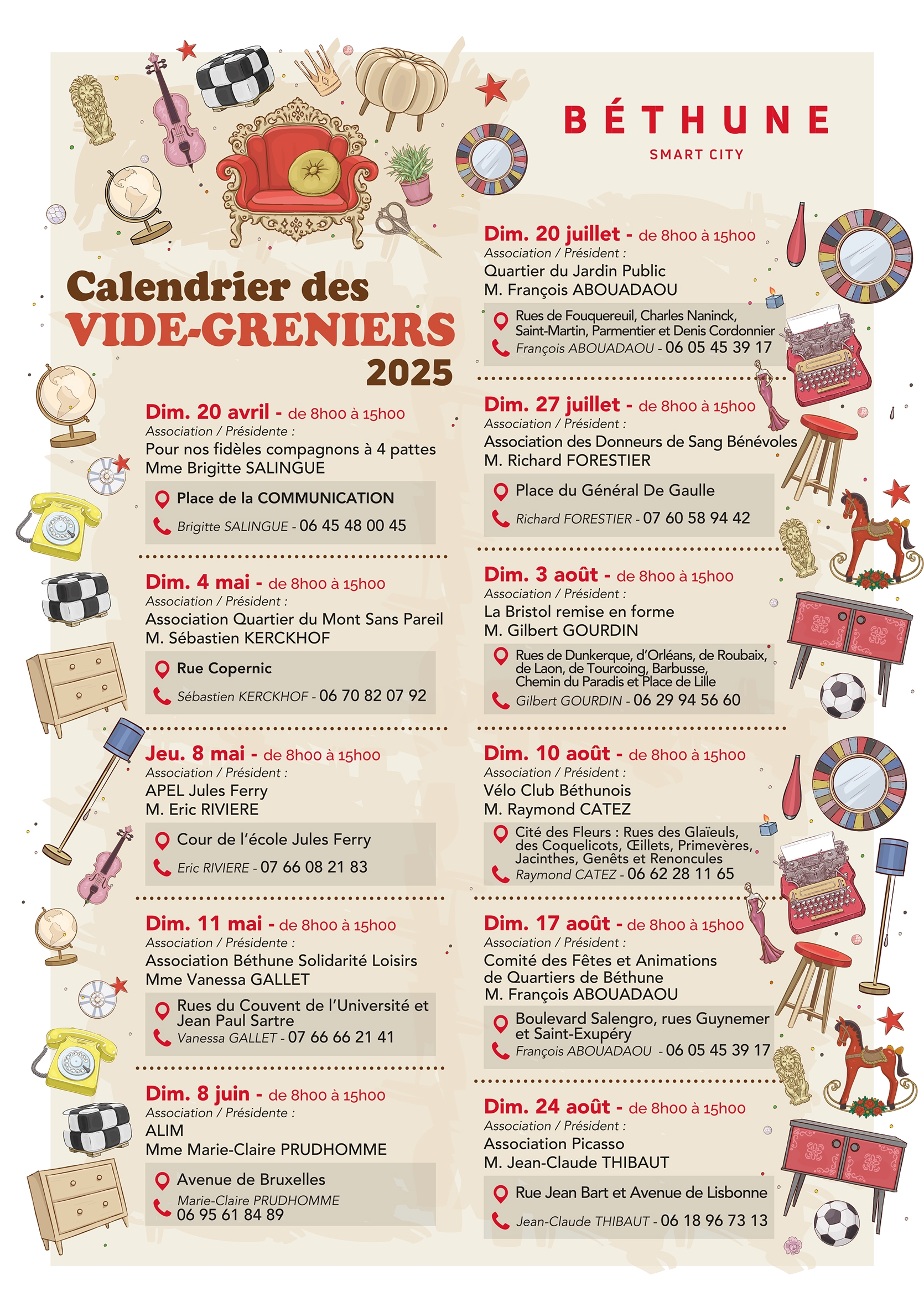 Calendrier Vide greniers 2025 Ville De B thune