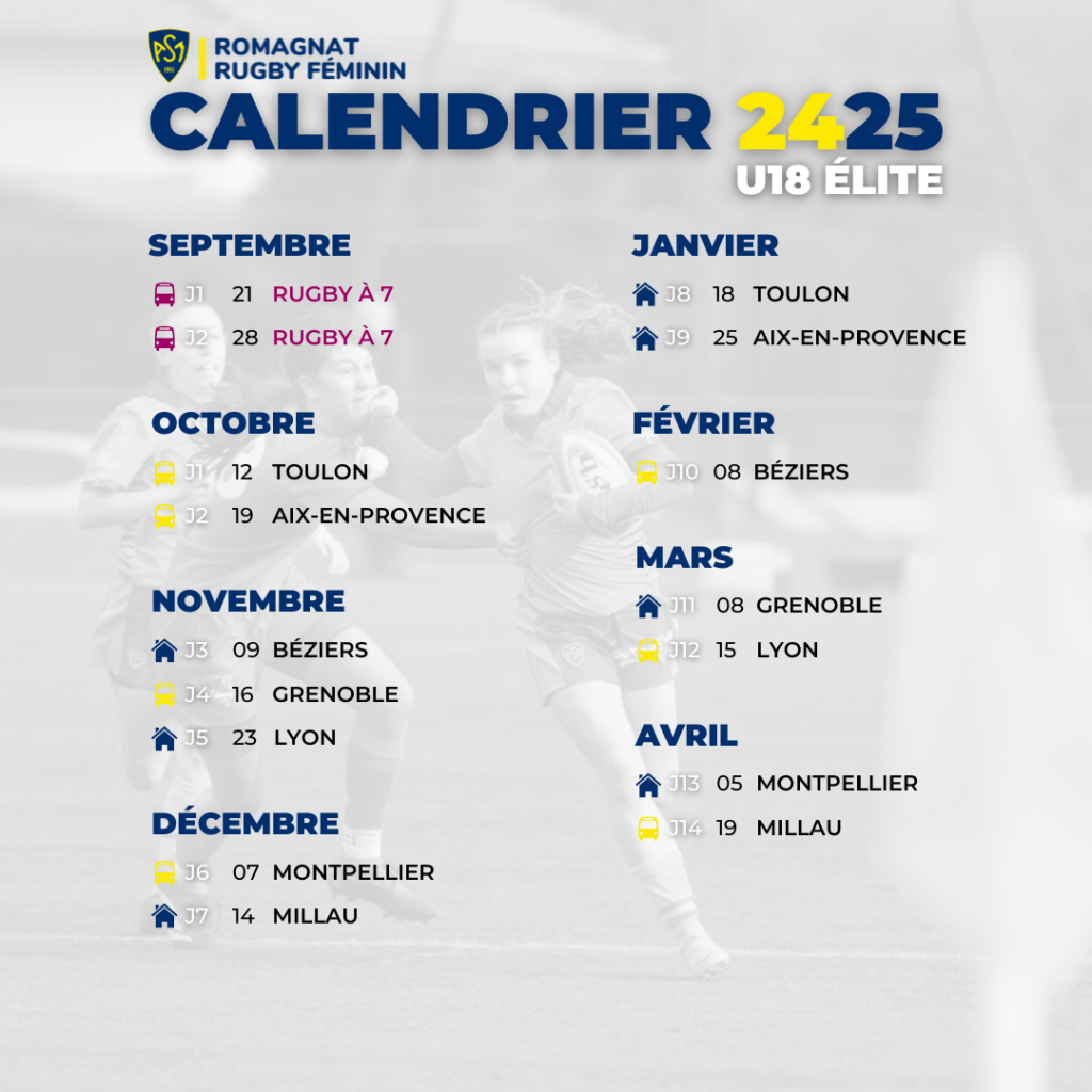 Calendriers 24 25 ASM Romagnat Rugby F minin