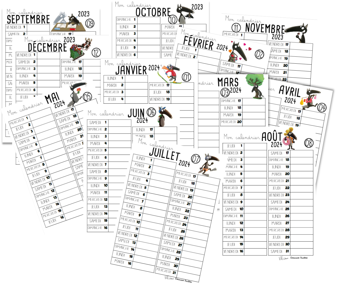 Calendriers Individuels Le Loup 2025 2026 
