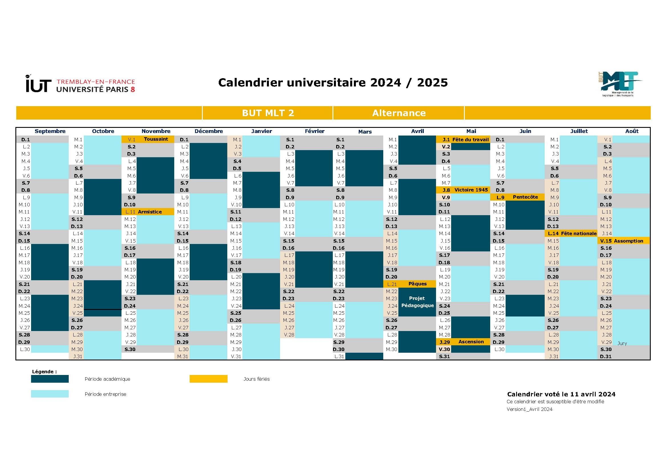 Calendriers Universitaires IUT De Tremblay en France Universit Paris 8 Universit Paris 8