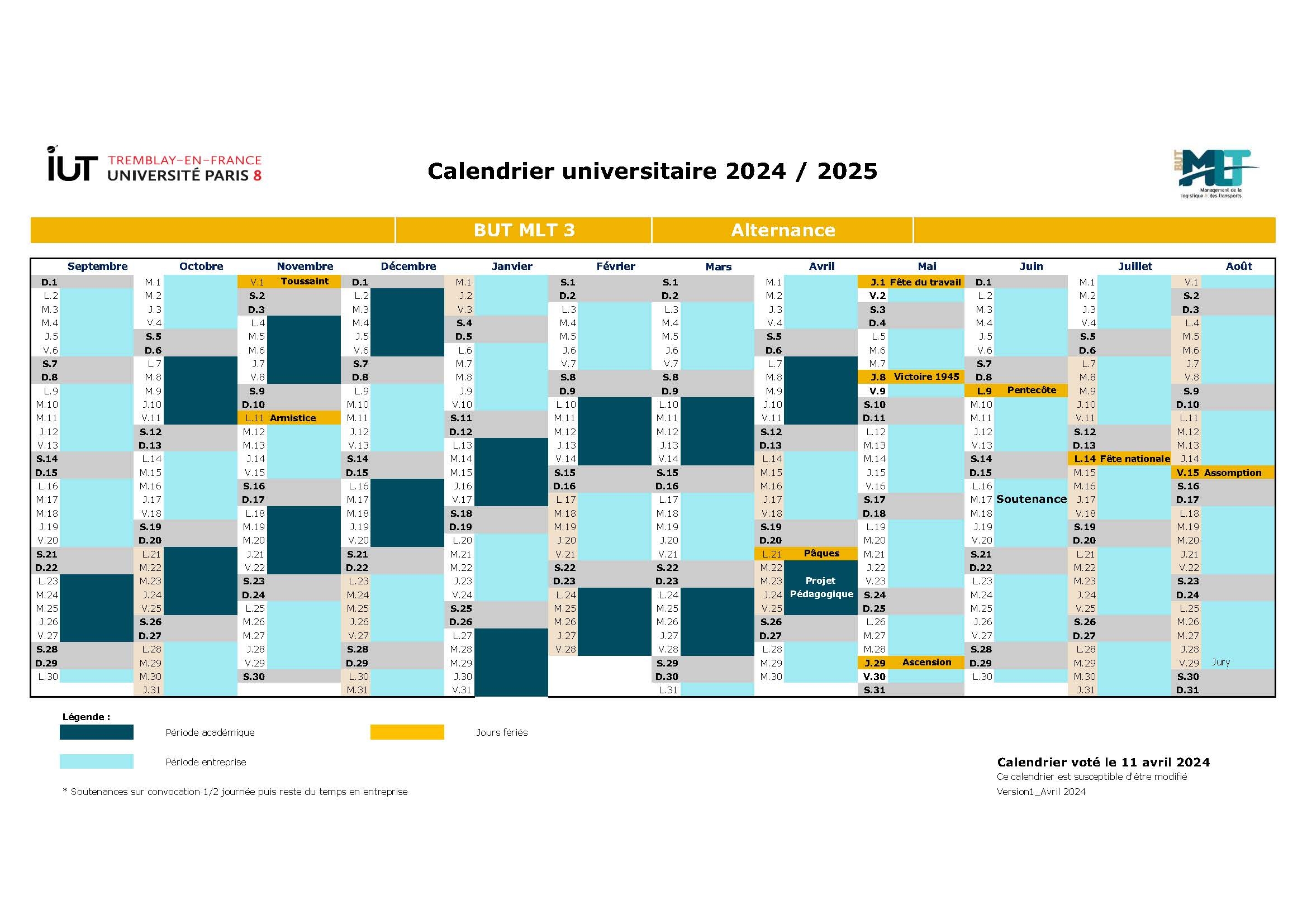 Calendriers Universitaires IUT De Tremblay en France Universit Paris 8 Universit Paris 8
