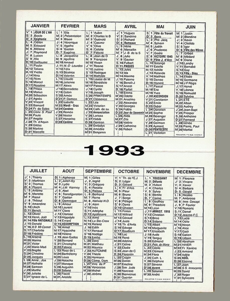 Carte Publicitaire Calendrier 1993 L P Piver Recto Verso EBay