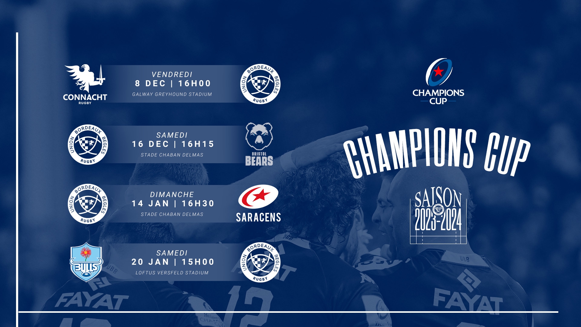 champions cup calendrier