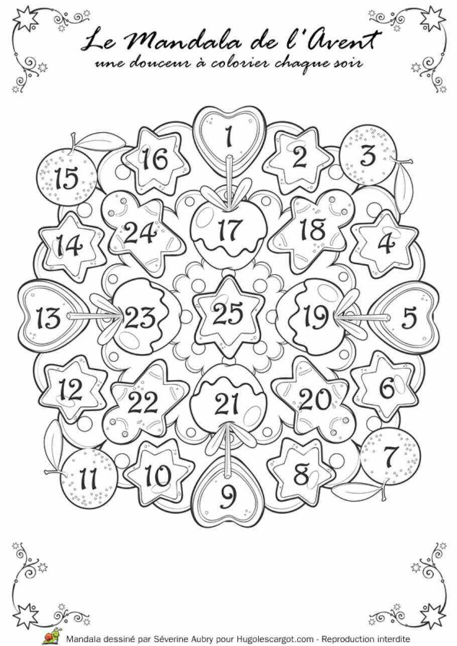 Coloriage Mandala Noel Calendrier Avent Sur Hugolescargot