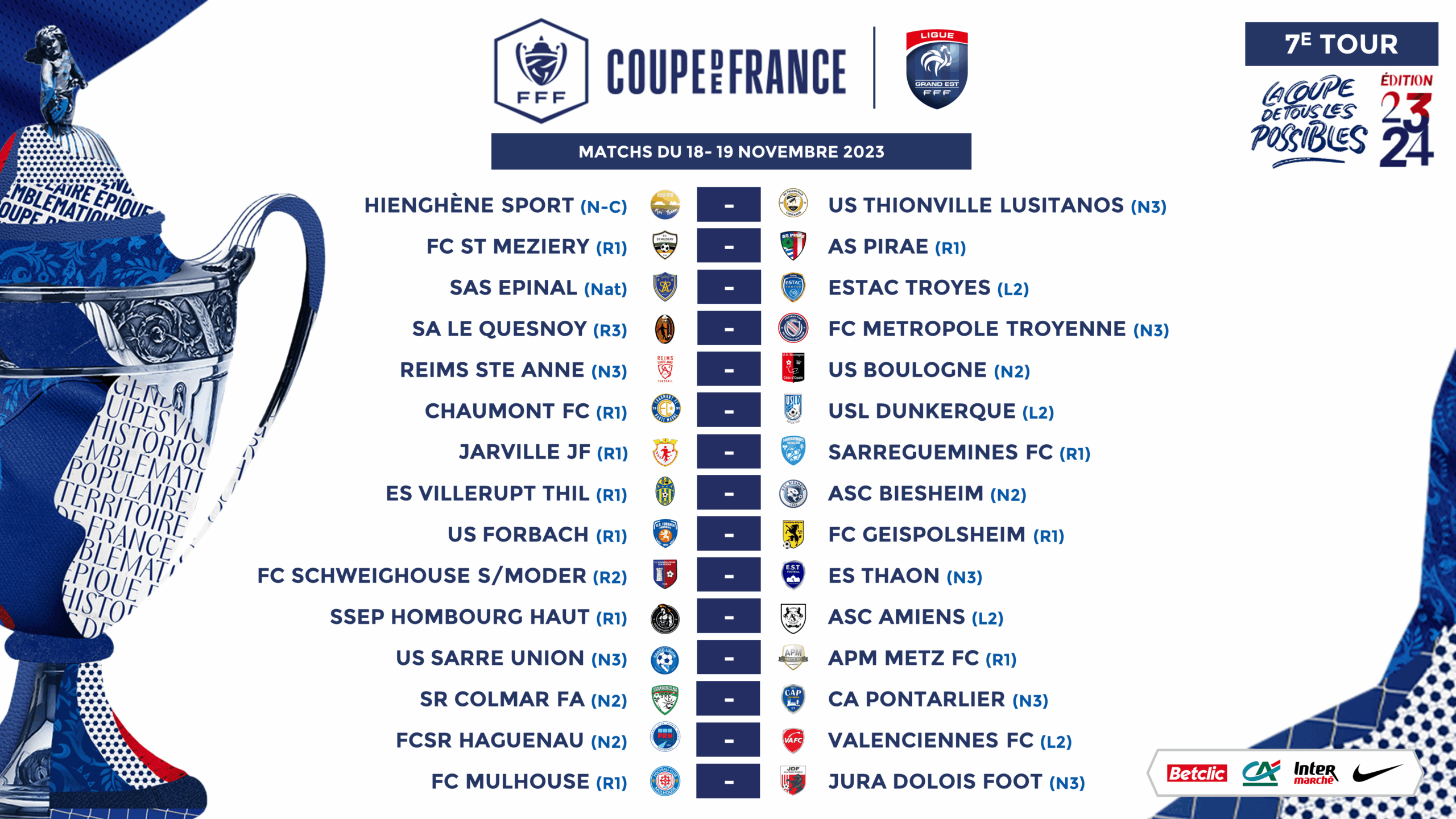 Coupe De France 7e Tour Les Affiches Des Clubs Du Grand Est LIGUE DU GRAND EST DE FOOTBALL