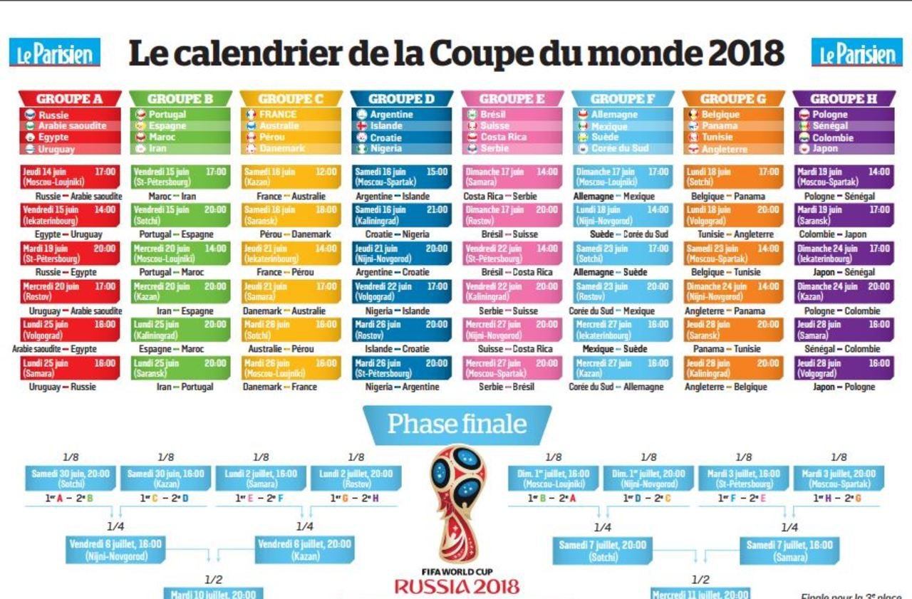 Coupe Du Monde 2018 Le Calendrier Imprimer Le Parisien Coupe Du Monde 2018 Le Calendrier Imprimer Le Parisien