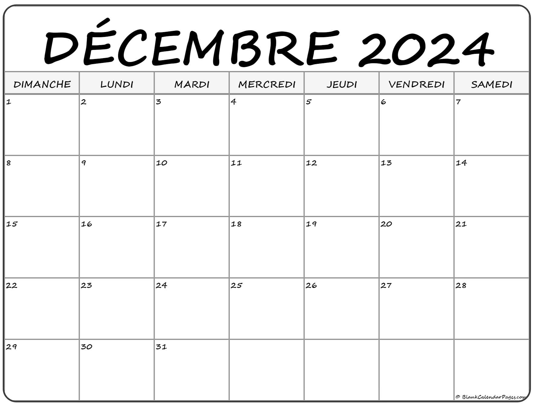 D cembre 2024 Calendrier Imprimable Calendrier Gratuit