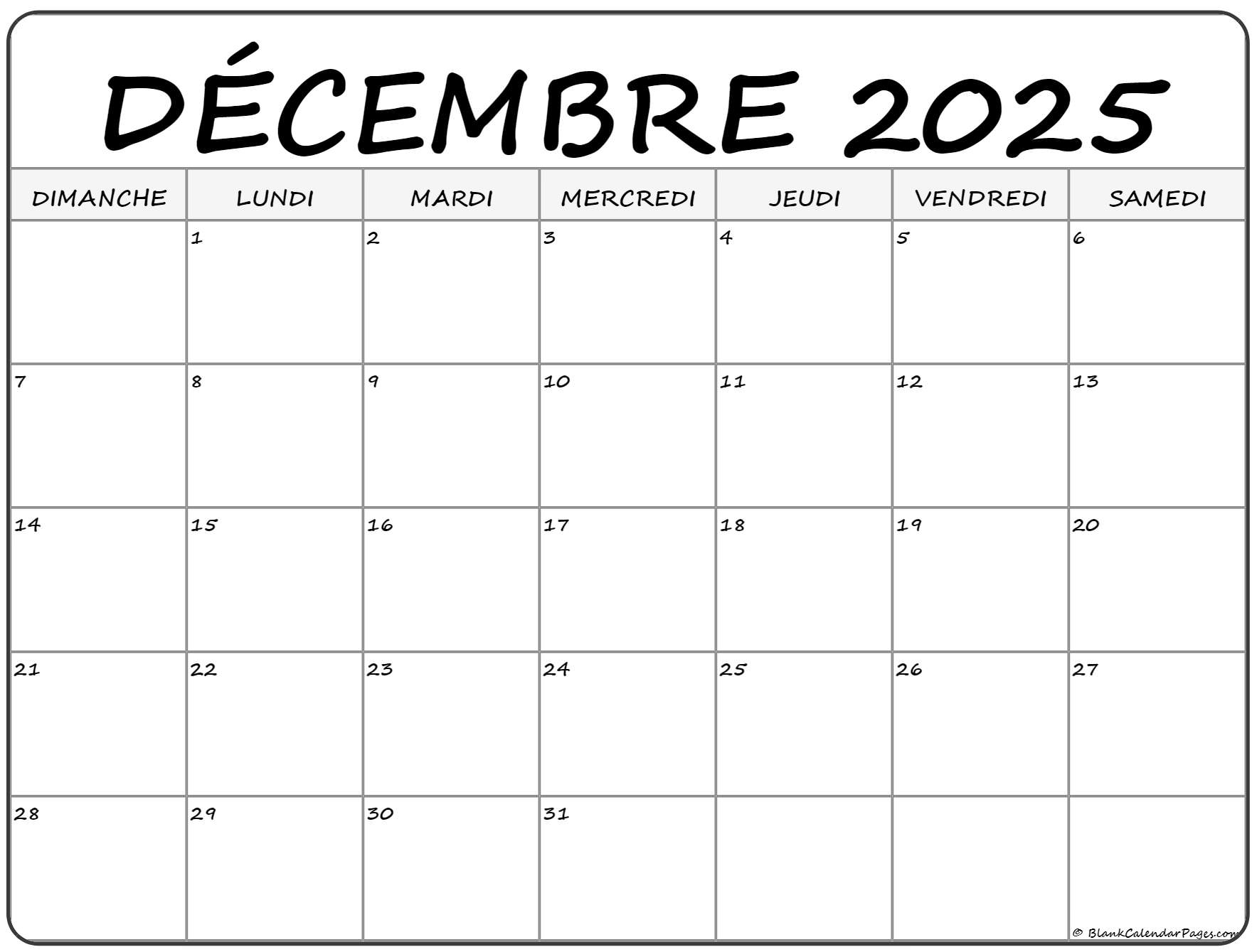 D cembre 2025 Calendrier Imprimable Calendrier Gratuit