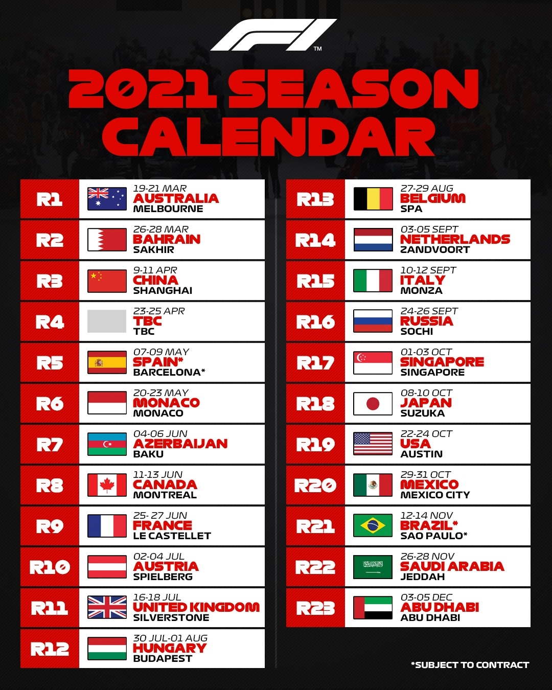 Discover The 2021 F1 Season Provisional Calendar Automobile Club De Monaco