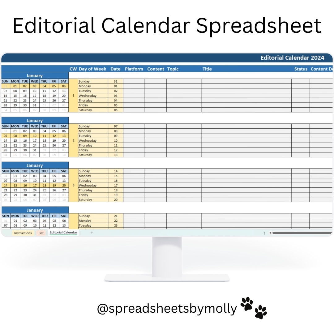 Editorial Calendar Excel Spreadsheet Content Planning Template Social Media Scheduler Blog Post Organizer Productivity Tool Etsy Editorial Calendar Excel Spreadsheet Content Planning Template Social Media Scheduler Blog Post Organizer Productivity Tool Etsy