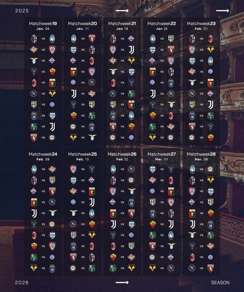 En Direct De La Serie A Voici Le Calendrier Officiel 2025 26