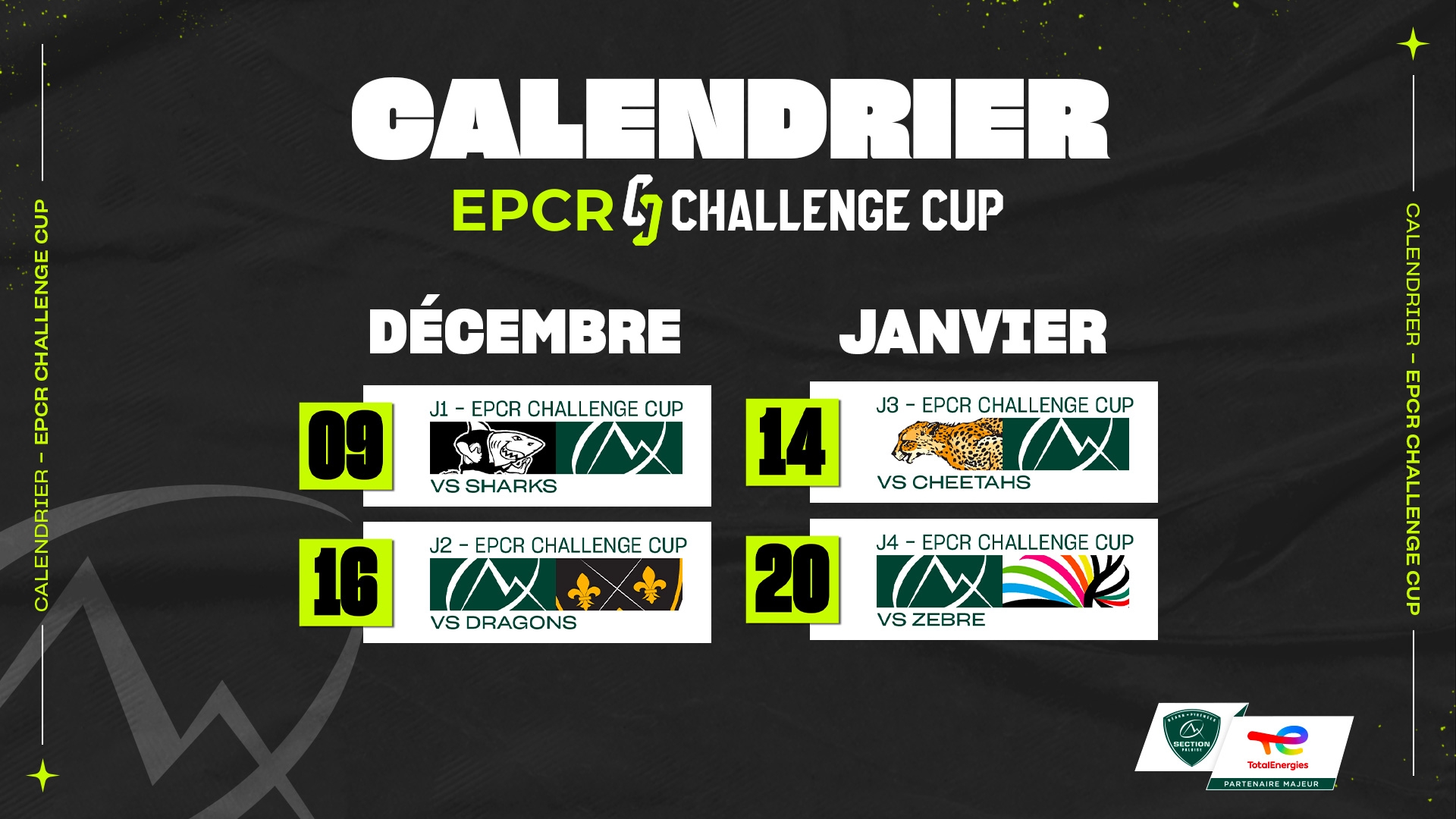 EPCR Challenge Cup Le Calendrier 23 24 Section Paloise