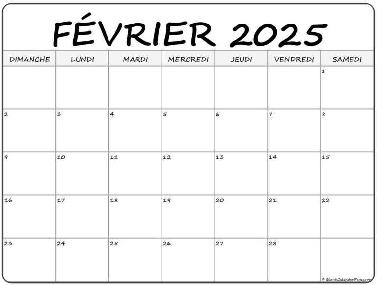F vrier 2025 Calendrier Imprimable Calendrier Gratuit