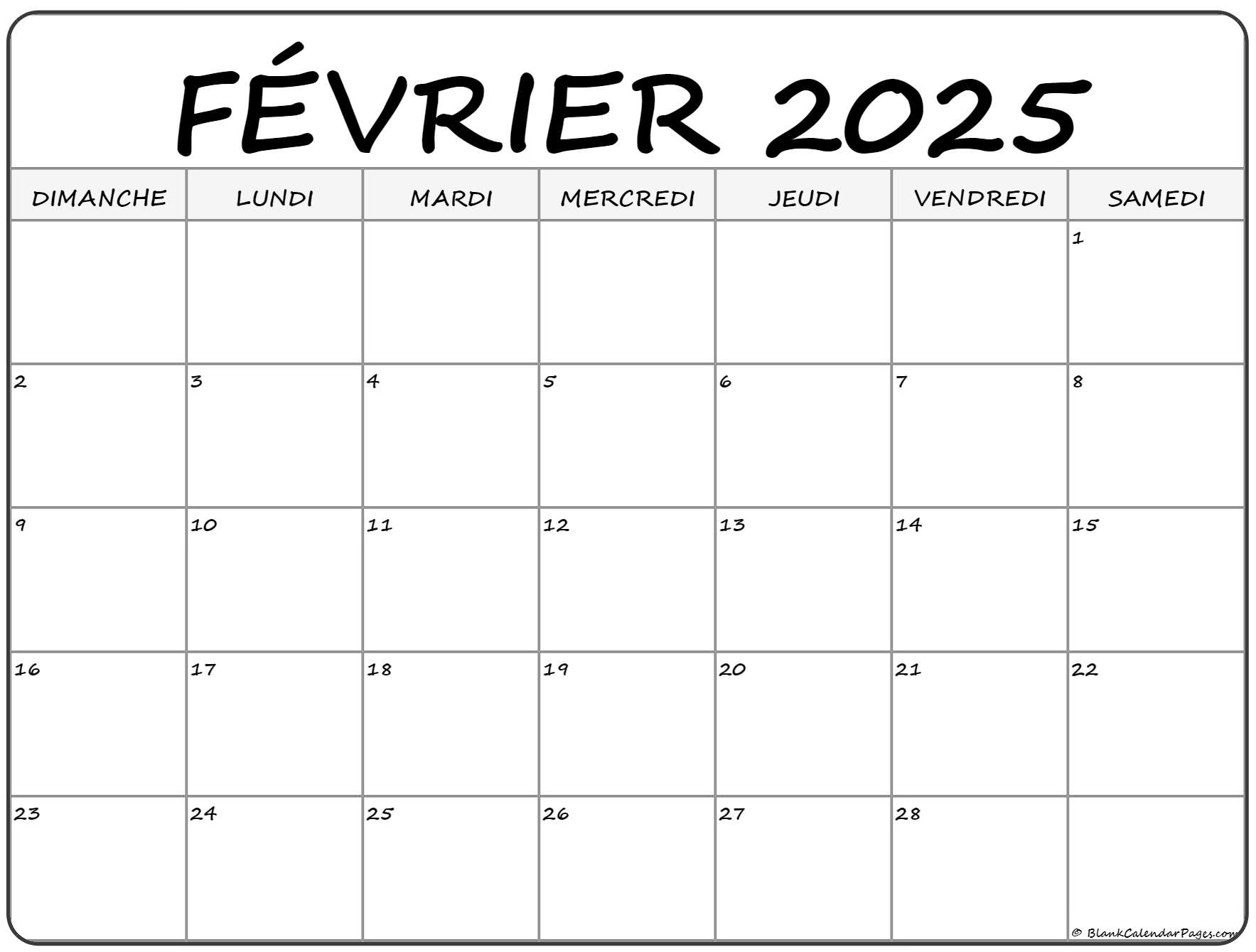F vrier 2025 Calendrier Imprimable Calendrier Gratuit