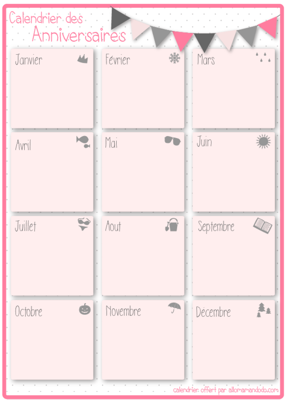 Fiches Imprimer Pour Ne Plus Oublier Les Anniversaires Allo Maman Dodo