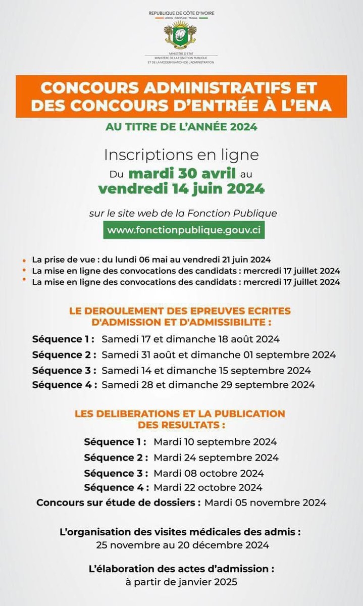 calendrier concours fonction publique