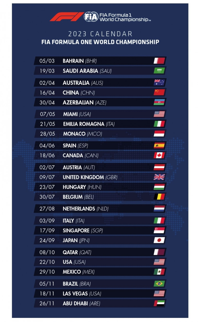 calendrier grand prix f1