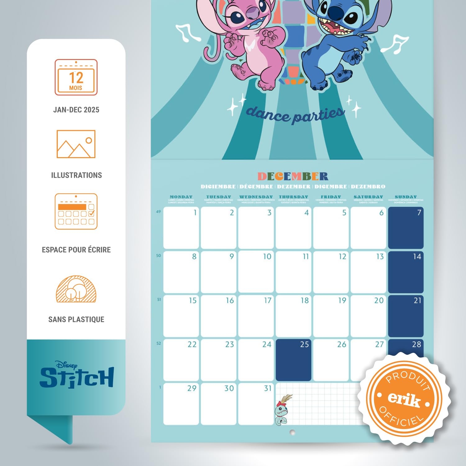 Grupo Erik Calendrier Mural 2025 Disney Stitch Calendrier Mensuel 30x60cm De Janvier 2025 D cembre 2025 Amazon fr Fournitures De Bureau