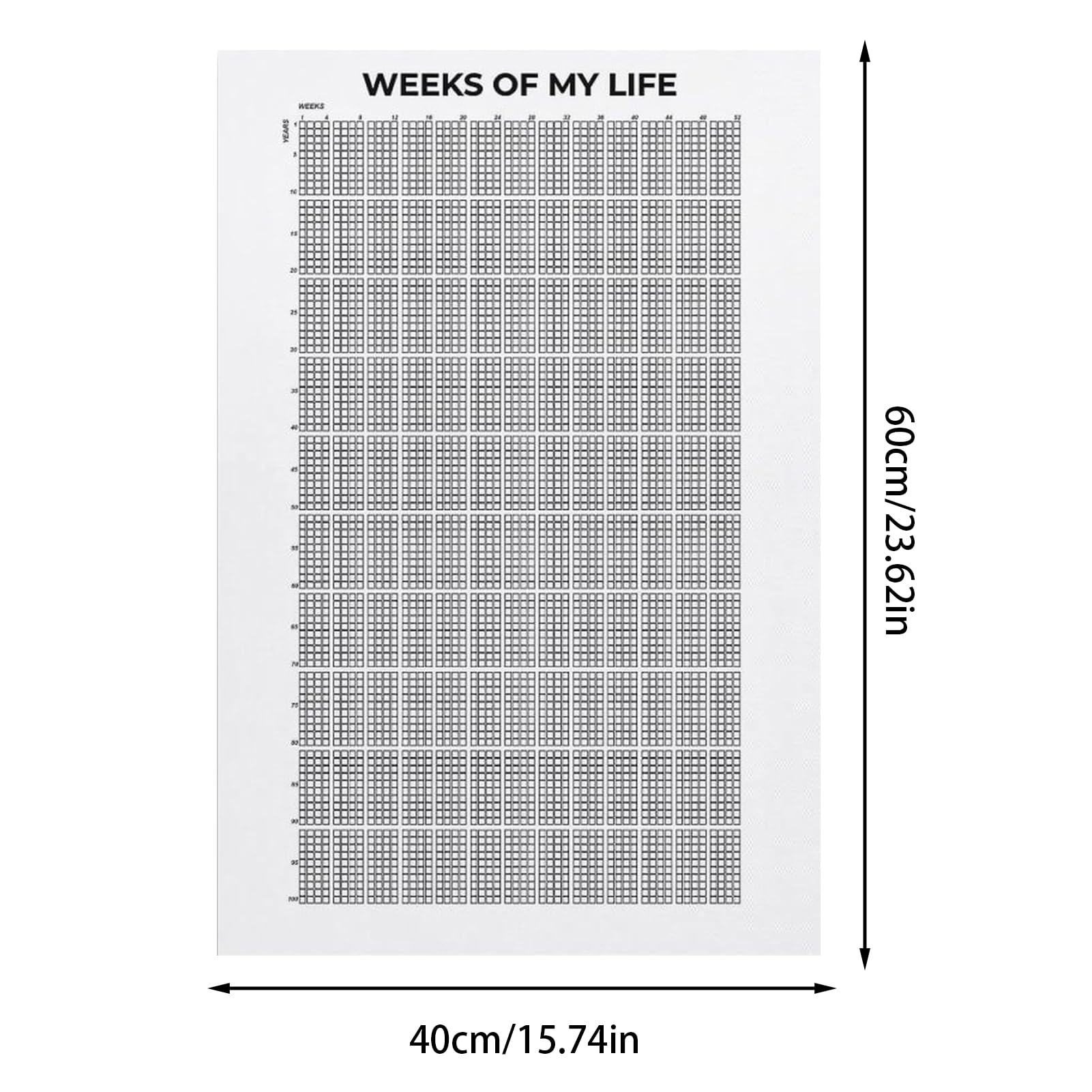 Heart Display Family Calendar Digital Calendrier De Vie En Semaines A2 420x594mm Visualisez Vos 5200 Semaines Imprimer