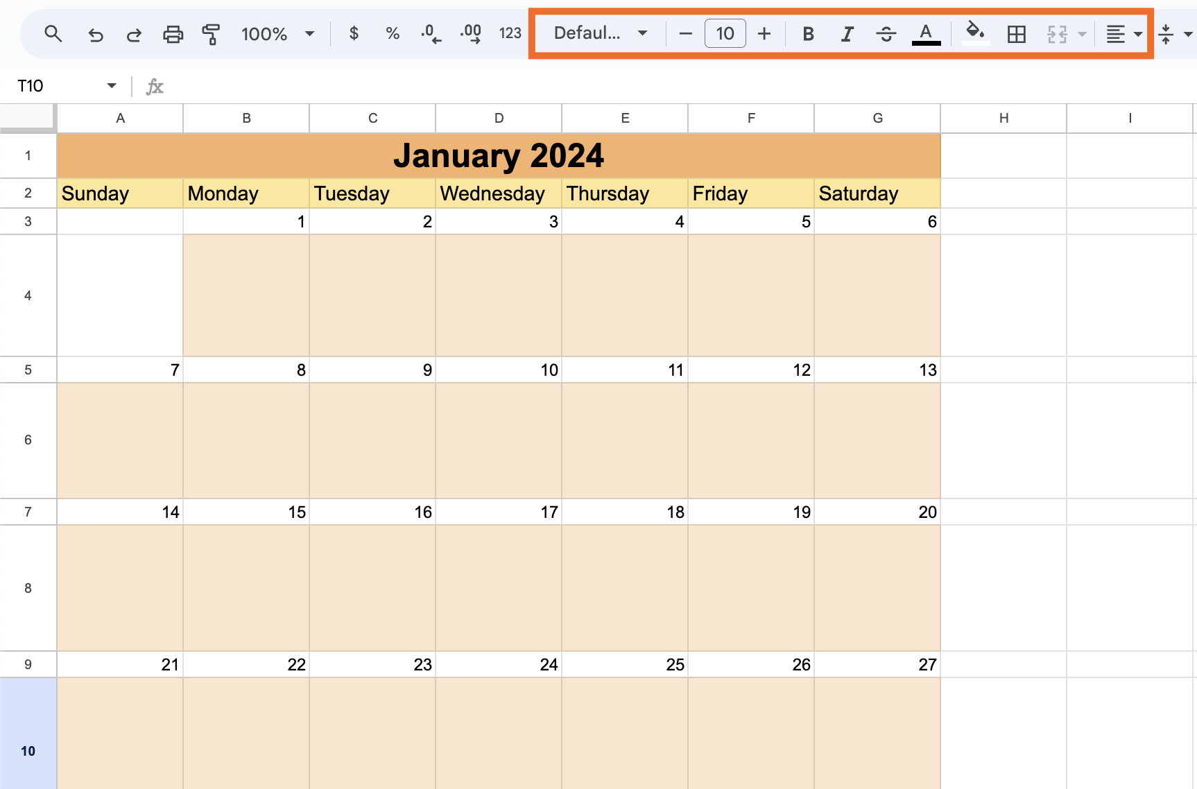 google sheet calendrier