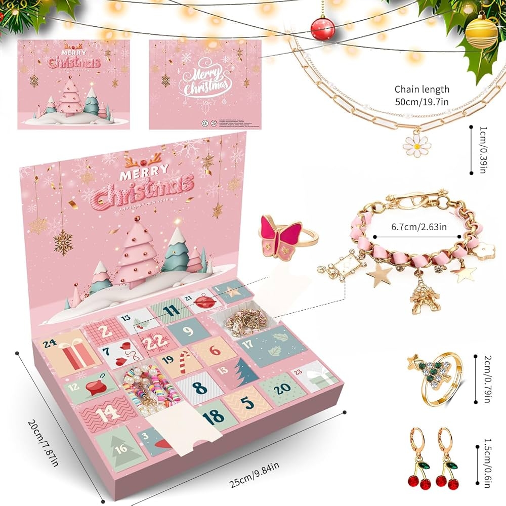 Humairc Calendrier De L Avent 2025 Bijoux Fille Calendrier De L Avent Enfant Calendrier Avent Fille Bracelets Bagues Boucles D Oreilles Collier Calendrier Bijoux Pour Ni ces Petite Amie S urs Amazon fr Jeux Et