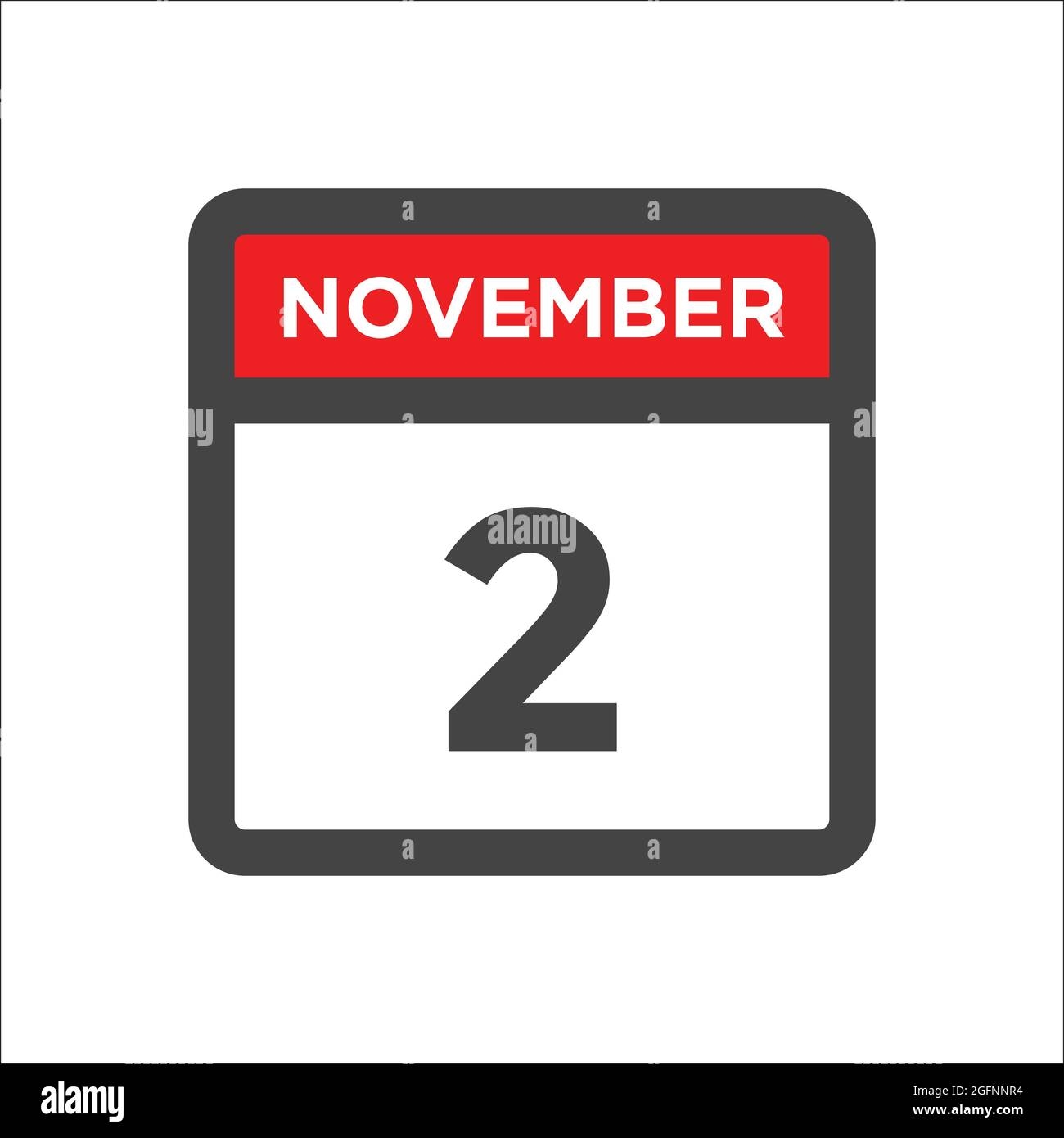 Ic ne Du Calendrier Du 2 Novembre Avec Jour Du Mois Image Vectorielle Stock Alamy