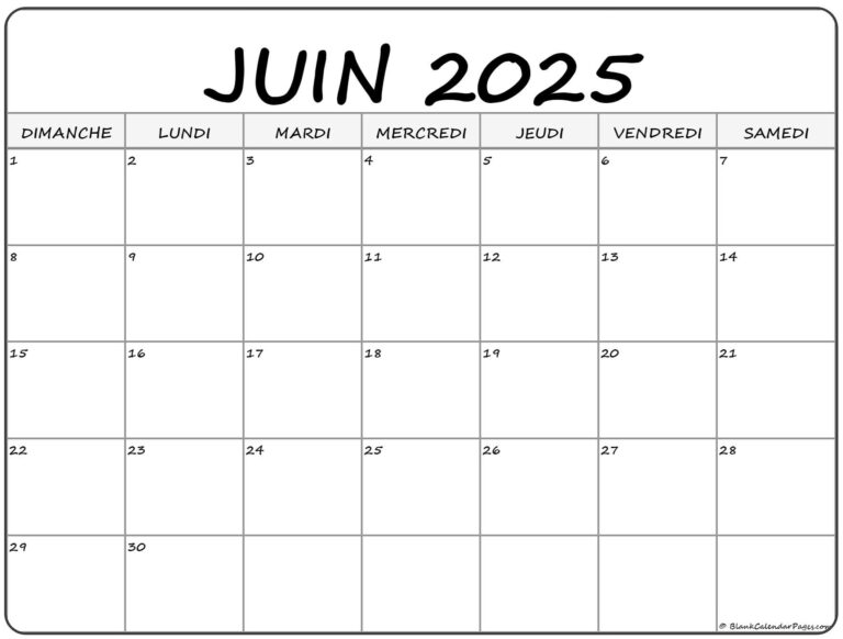 Juin 2025 Calendrier Imprimable Calendrier Gratuit
