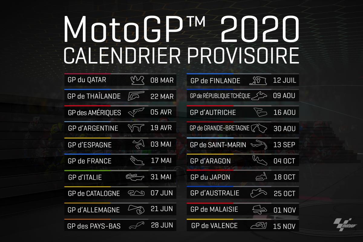 La Saison MotoGP 2020 Comptera Vingt Grands Prix Actu Moto