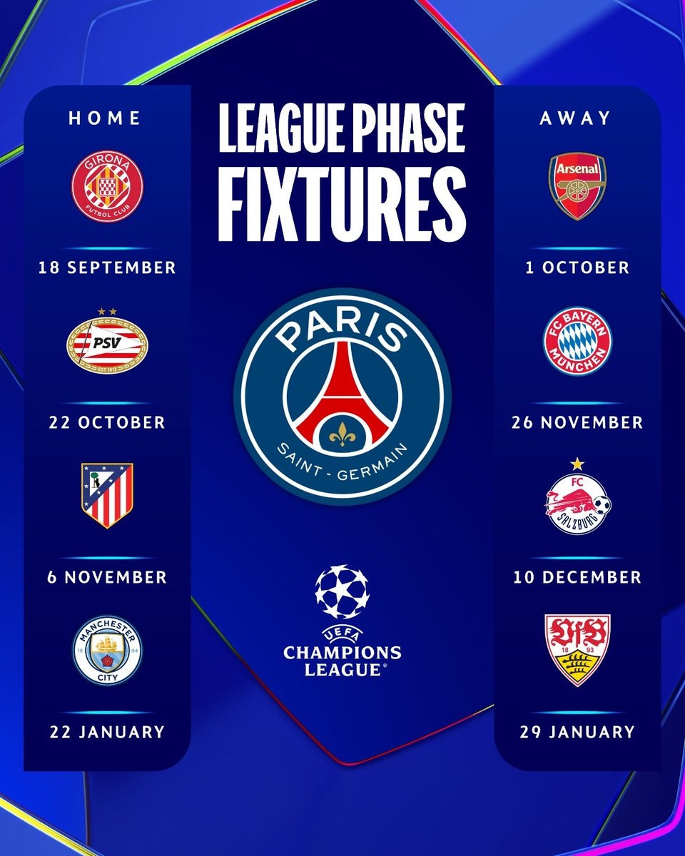 LdC Le Calendrier De La Phase De Championnat Est Tomb 