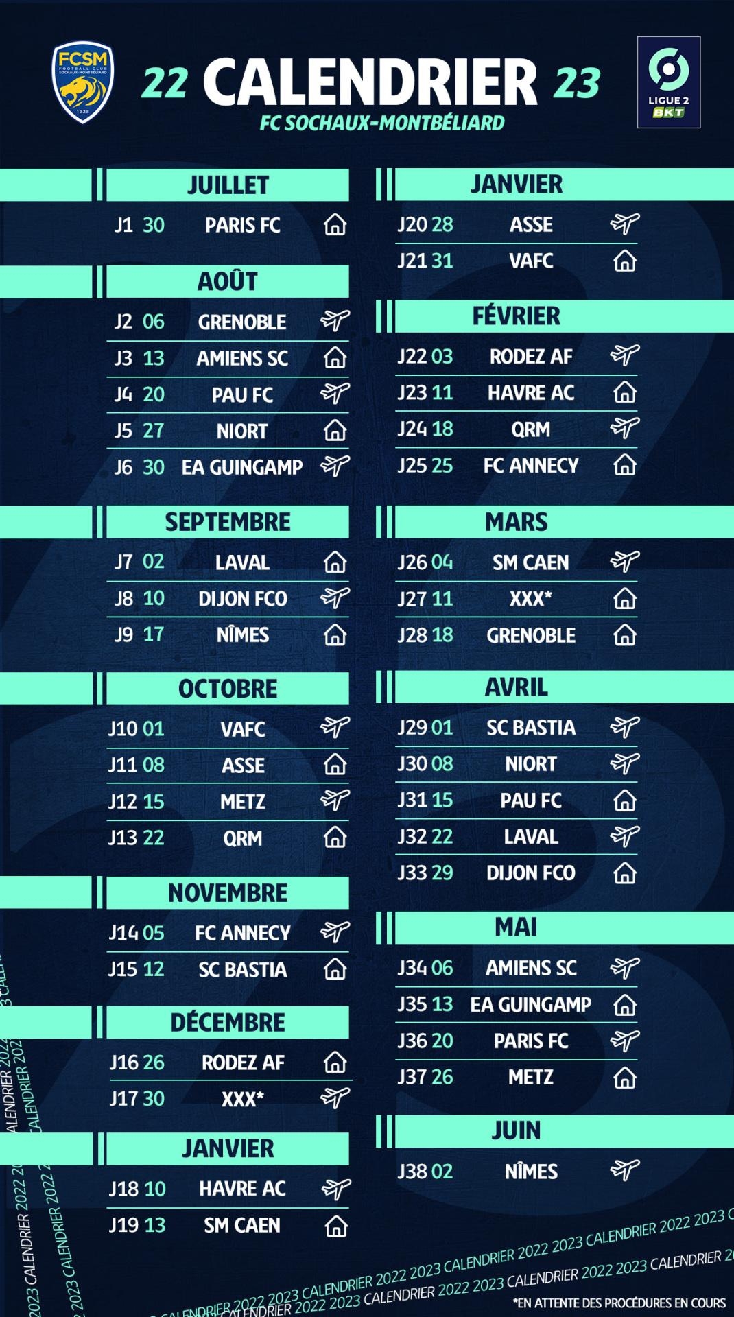 Le Calendrier 2022 2023 De Ligue 2 BKT Du FCSM