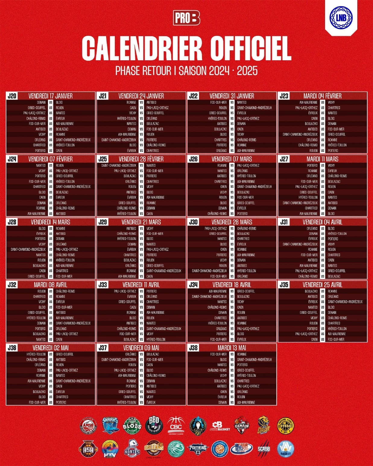 Le Calendrier De La Saison 2024 25 De Pro B D voil Le Calendrier De La Saison 2024 25 De Pro B D voil