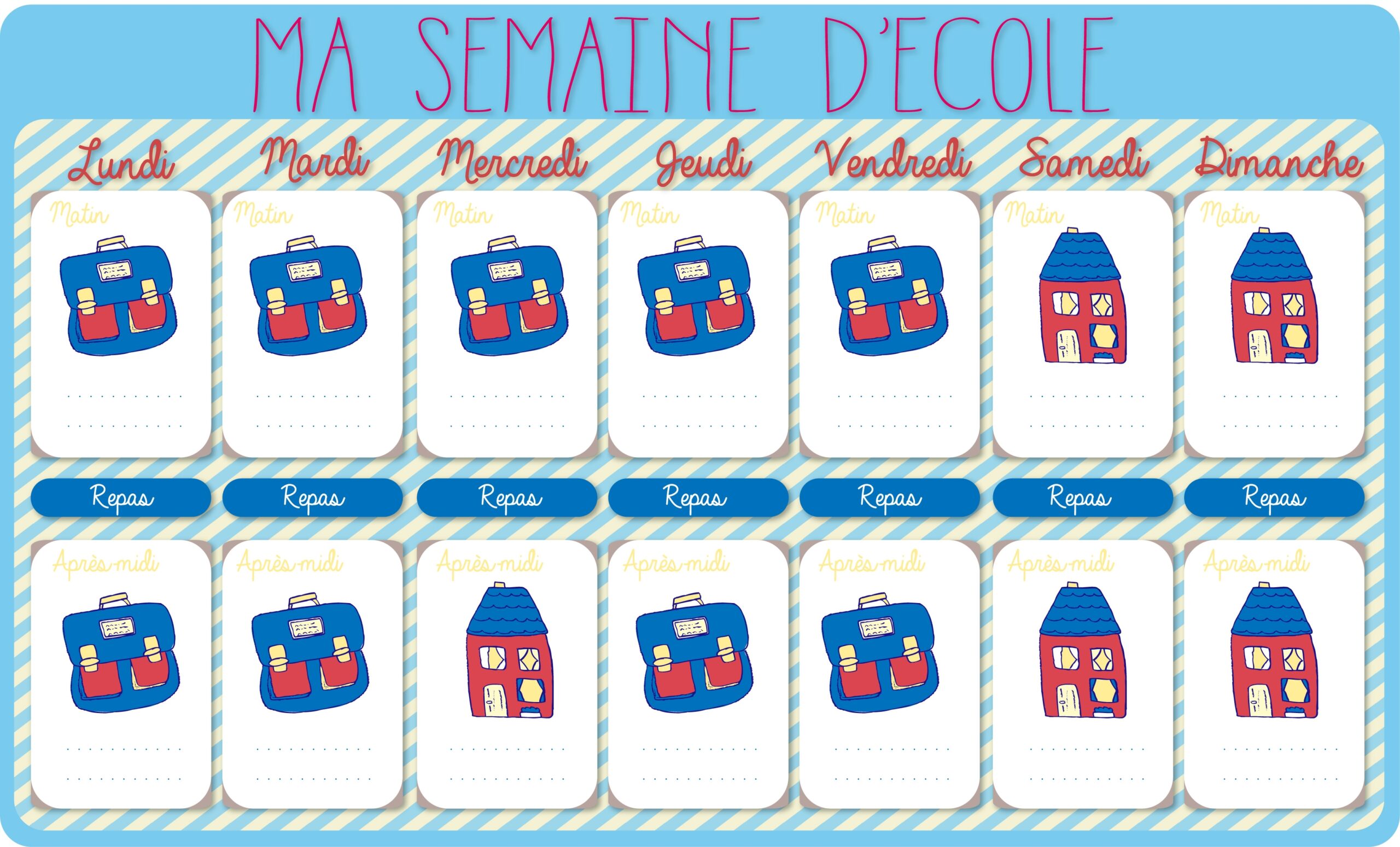 Le Calendrier De La Semaine D cole Imprimer Cadeau Allo Maman Dodo