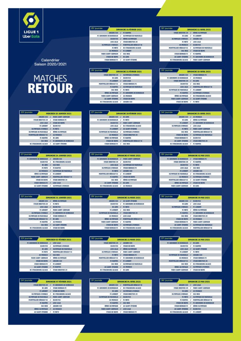 Le Calendrier Des Matchs De Ligue 1 Uber Eats Pour 2020 2021 D voil Ainsi Que La Liste Des 10 Affiches Pour T l foot M diapro Sport Buzz Business