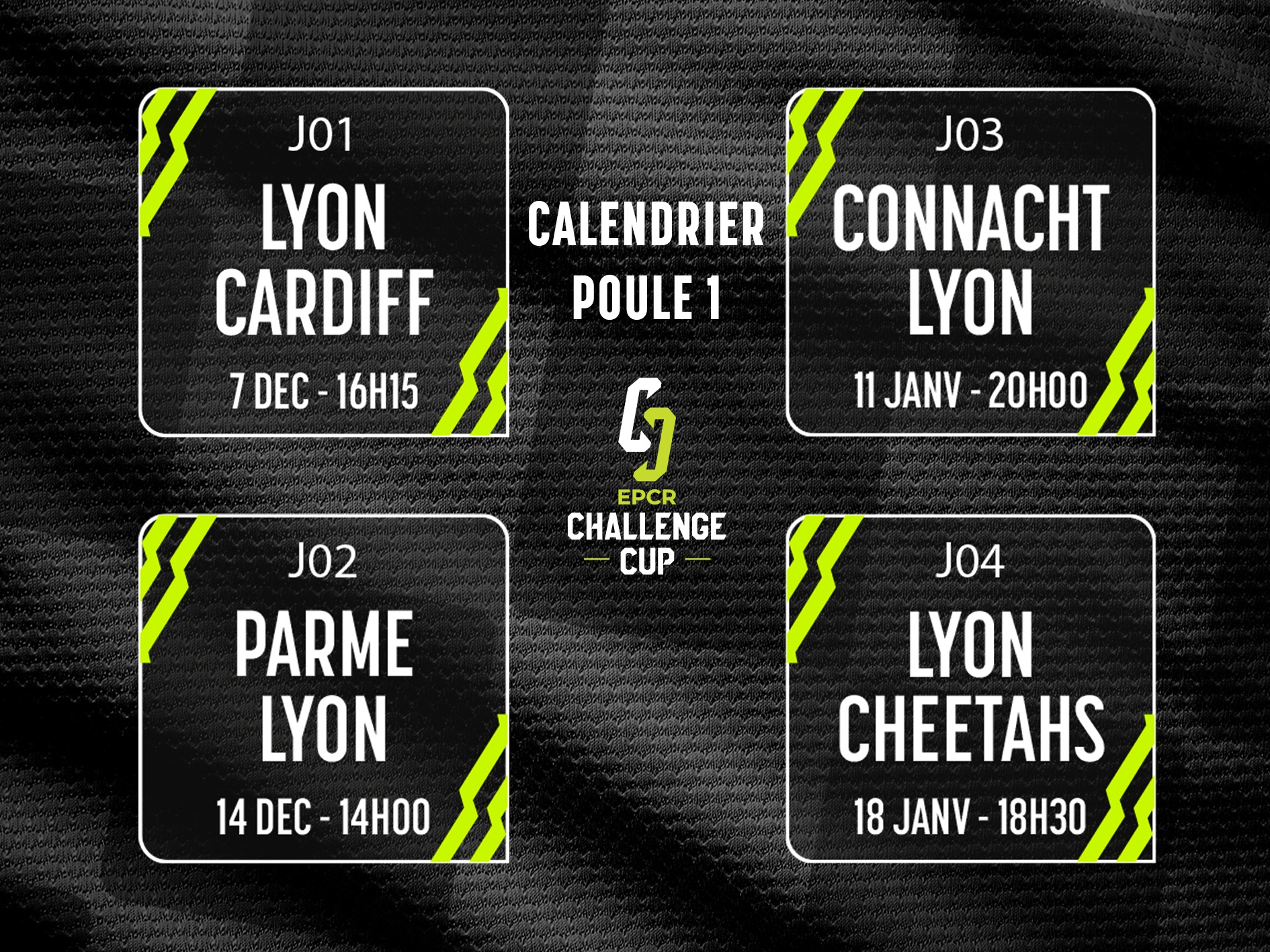 Le Calendrier Des Phases De Poules De L EPCR Challenge Cup LOU Rugby