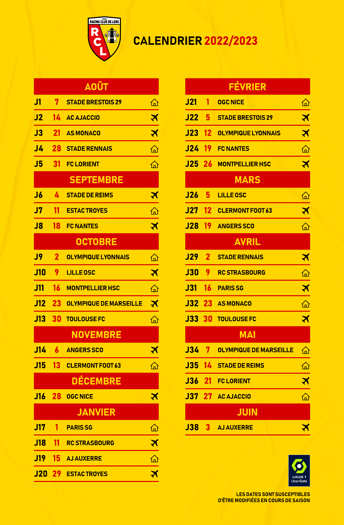 calendrier rc lens