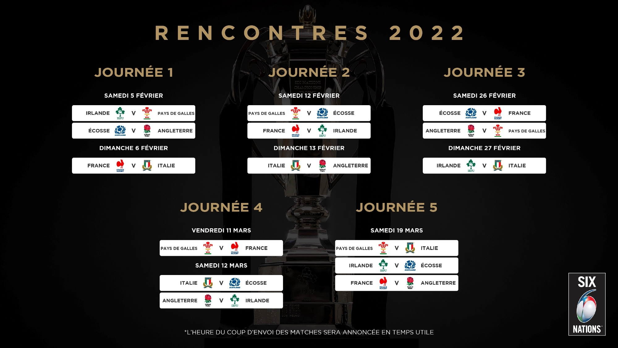 Le Calendrier Du Tournoi Des Six Nations 2022 D voil Guinness Hommes Six Nations