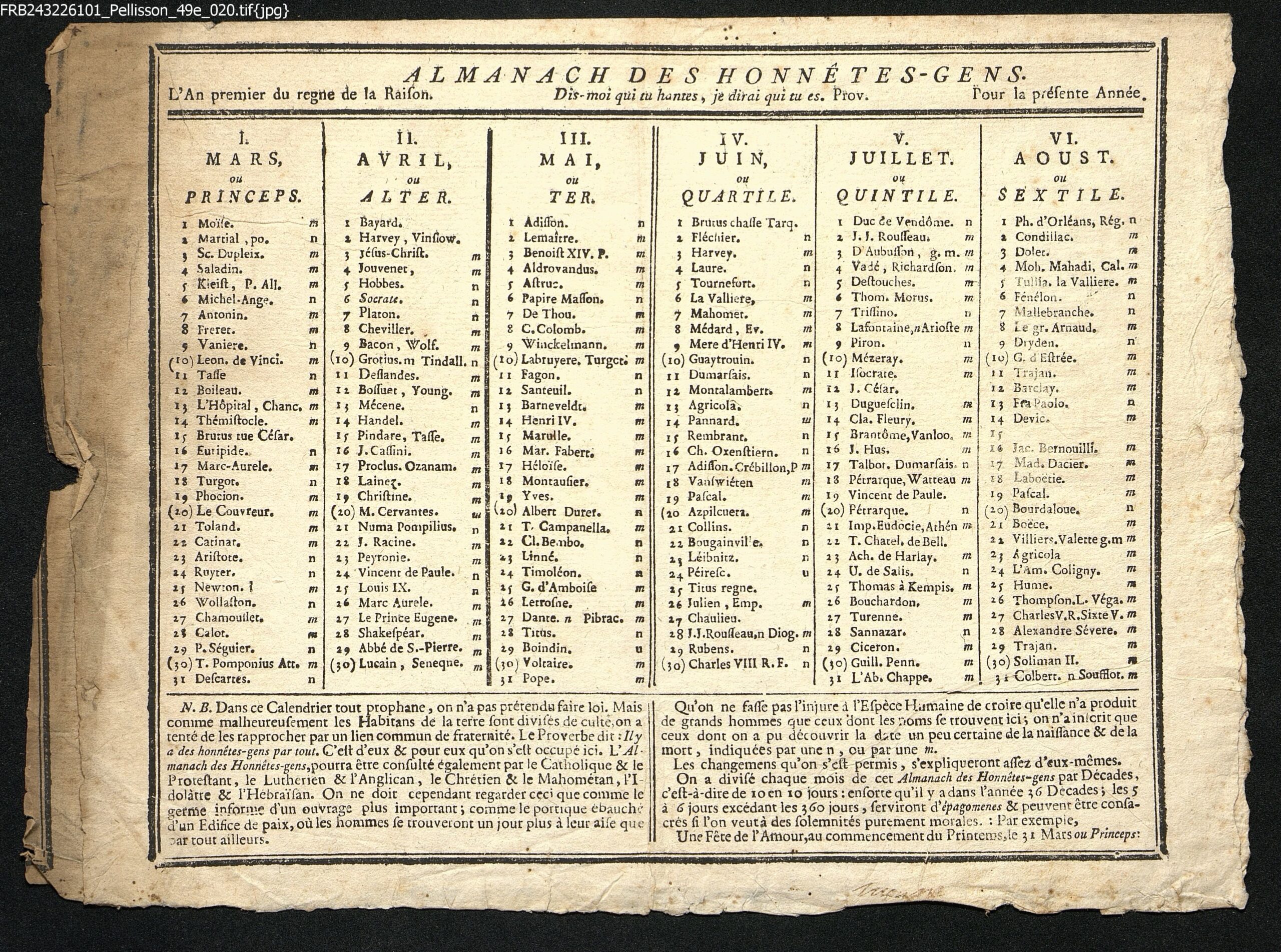 Le Calendrier R publicain