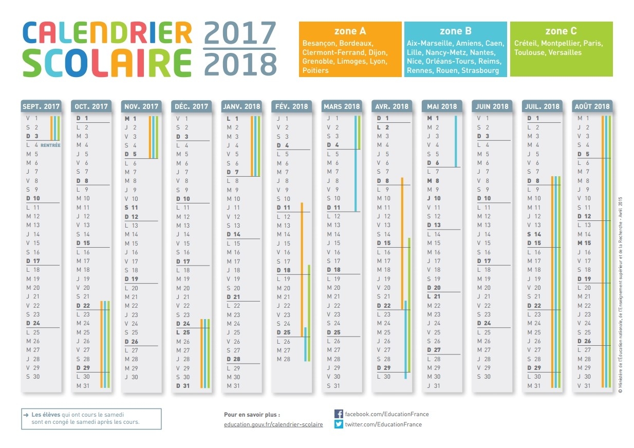 Le Calendrier Scolaire 2017 2018 Imprimer Le Calendrier Scolaire 2017 2018 Imprimer
