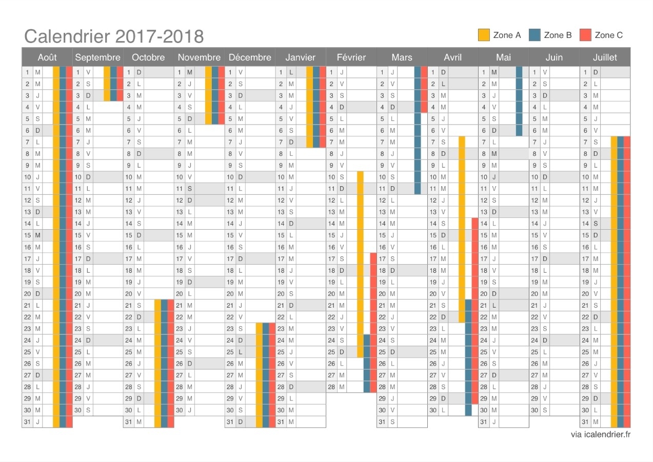 calendrier scolaire a imprimer