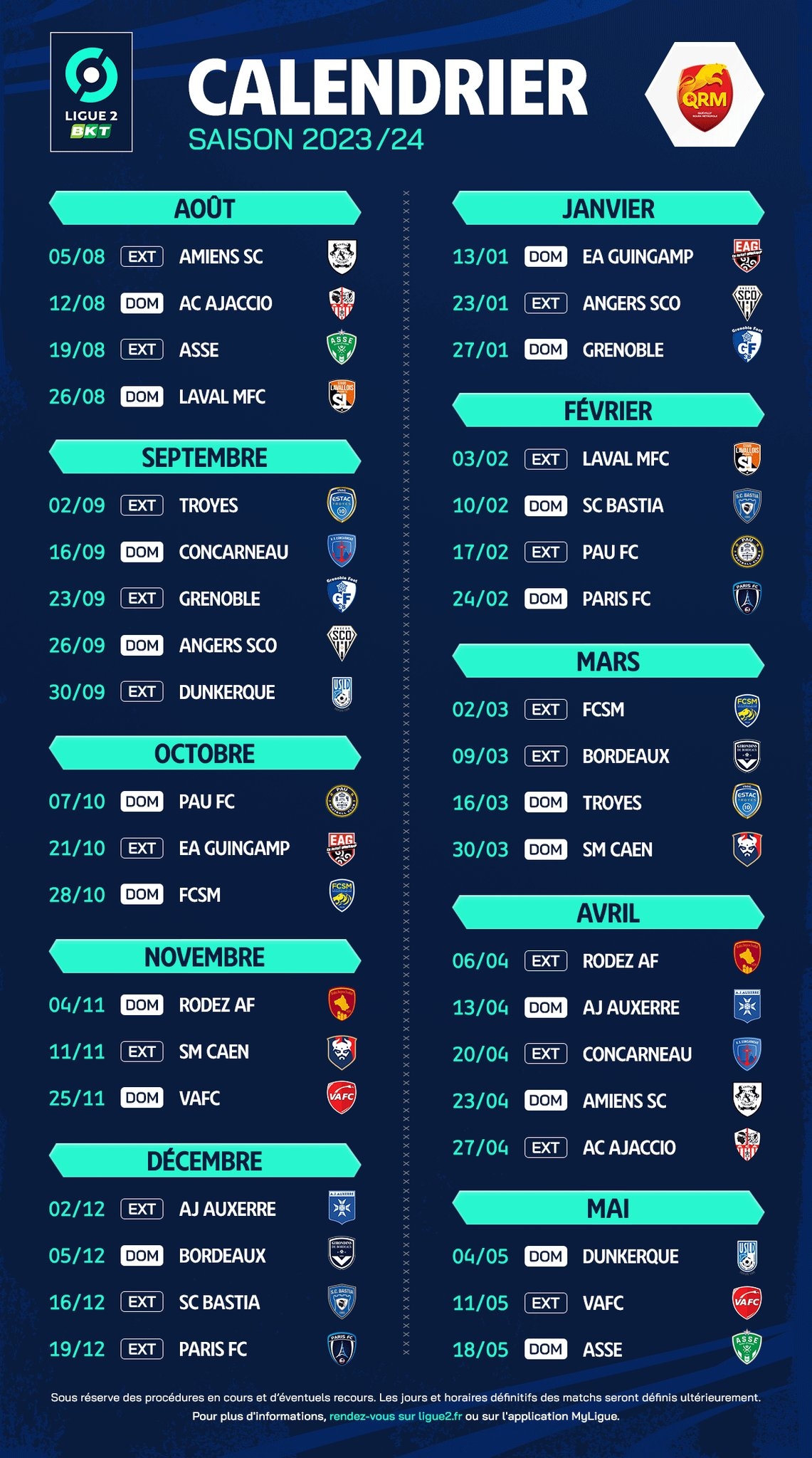 Les Calendriers 2023 2024 De L1 Et L2 D voil s LIGUE DE FOOTBALL DE NORMANDIE