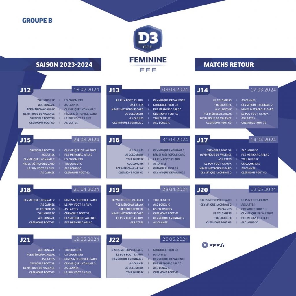 Les Calendriers De La D2 Et D3 F minine Pour La Saison 2023 2024